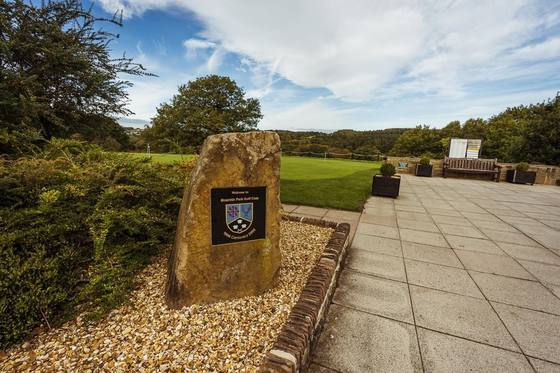 The entrance stone and terrace at Beamish Park Golf Club