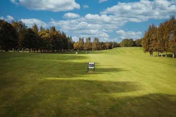 A 150 marker on the fairway at Beamish Park Golf Club