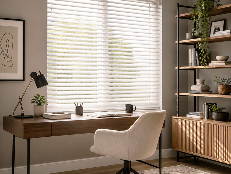 Venetian blinds in a new-build home office