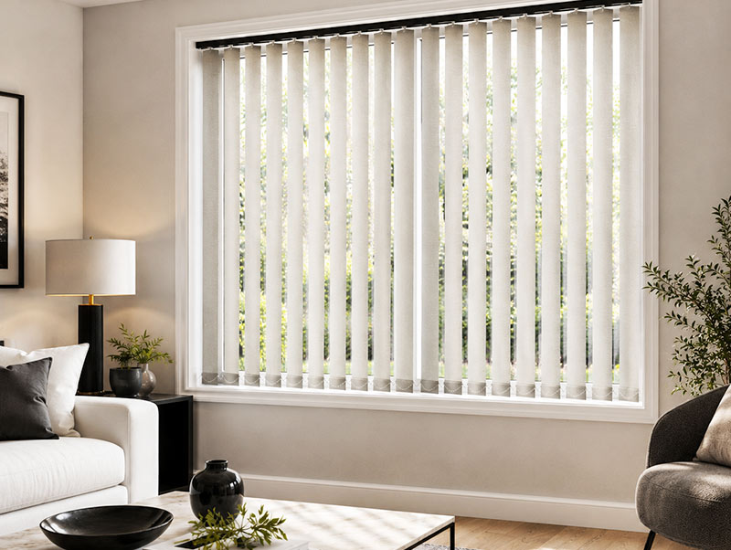 Vertical blinds in a new-build living room